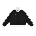 Contrast Side Stripe Fleece Cropped Track Jacket