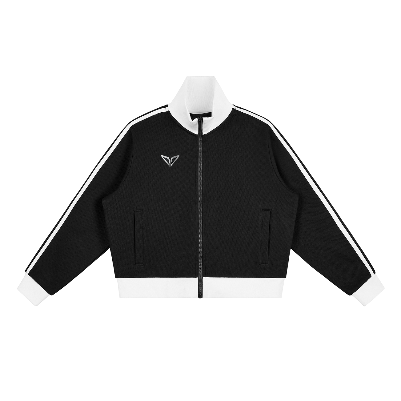 Contrast Side Stripe Fleece Cropped Track Jacket