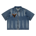Unisex Vintage Washed Full-Zip Denim Shirt