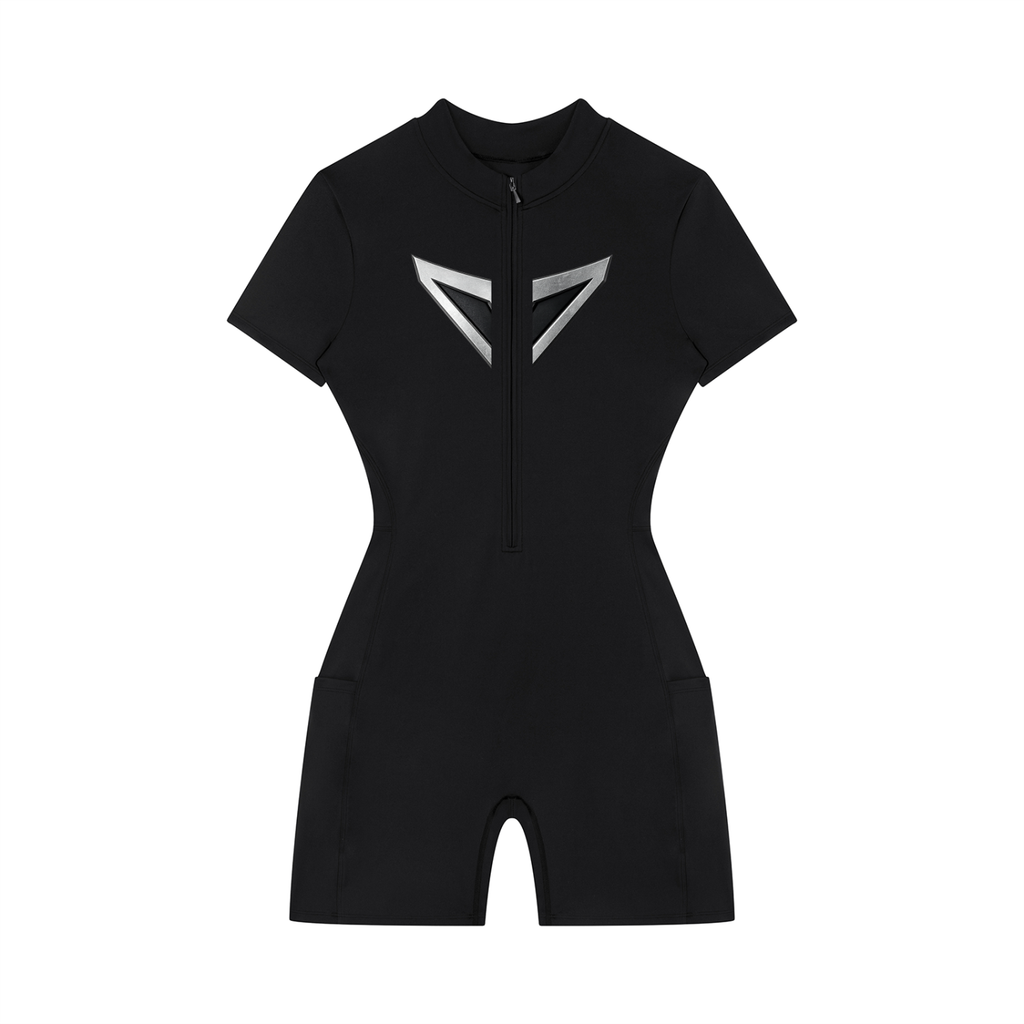 Women's Quarter-Zip Short Sleeve Romper
