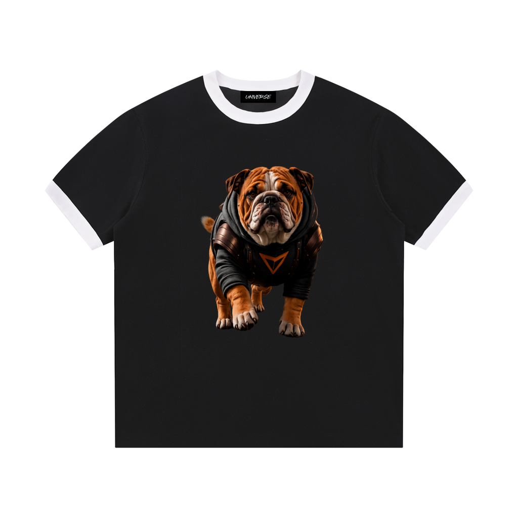 Contrast Edge Ribbed Crewneck T-Shirt