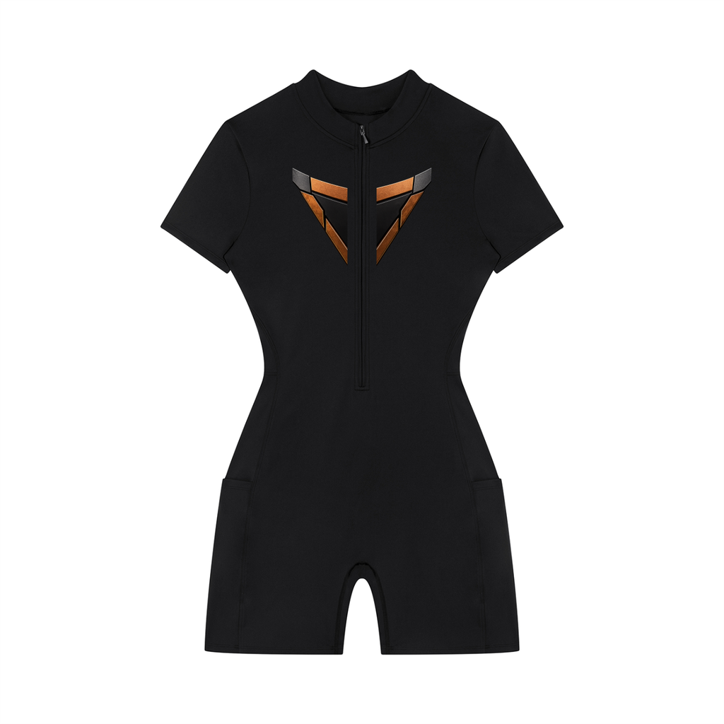 Women's Quarter-Zip Short Sleeve Romper